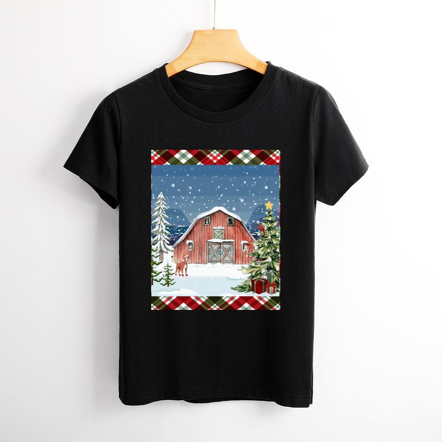 Women's Christmas Barn Cotton T Shirt