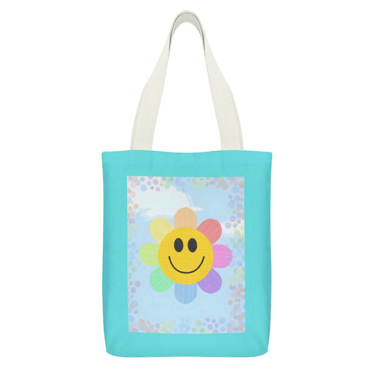 Flower Power Canvas Material Tote Bags with Interior Pocket