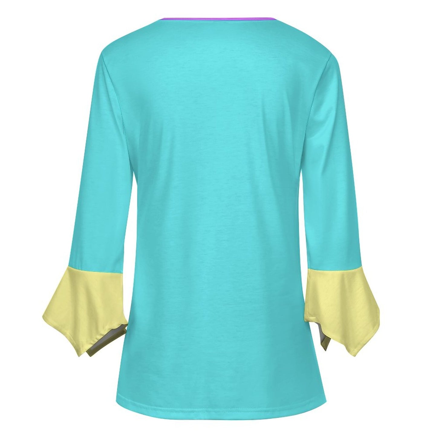 Flower Power V-neck Women Top with Quarter Sleeve