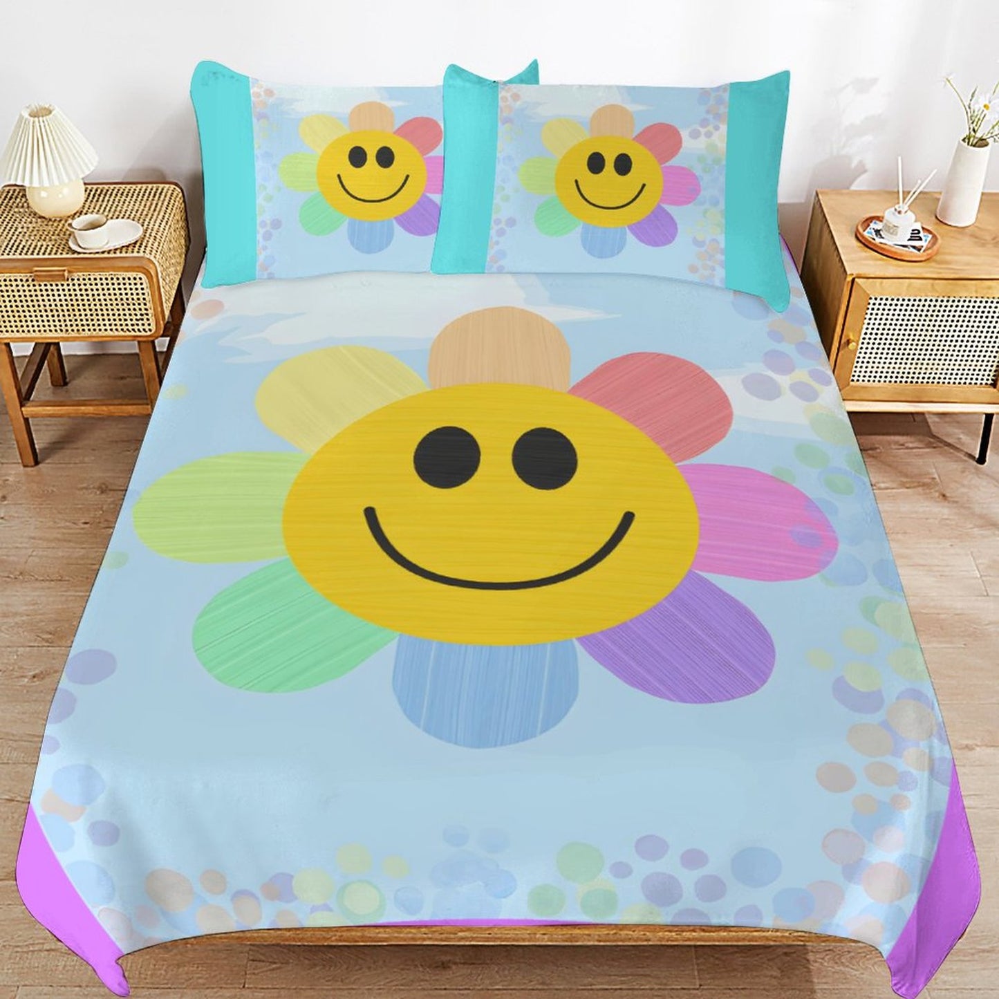 Flower Power3-Piece Bedding Set-102"x90"/ 259x229cm