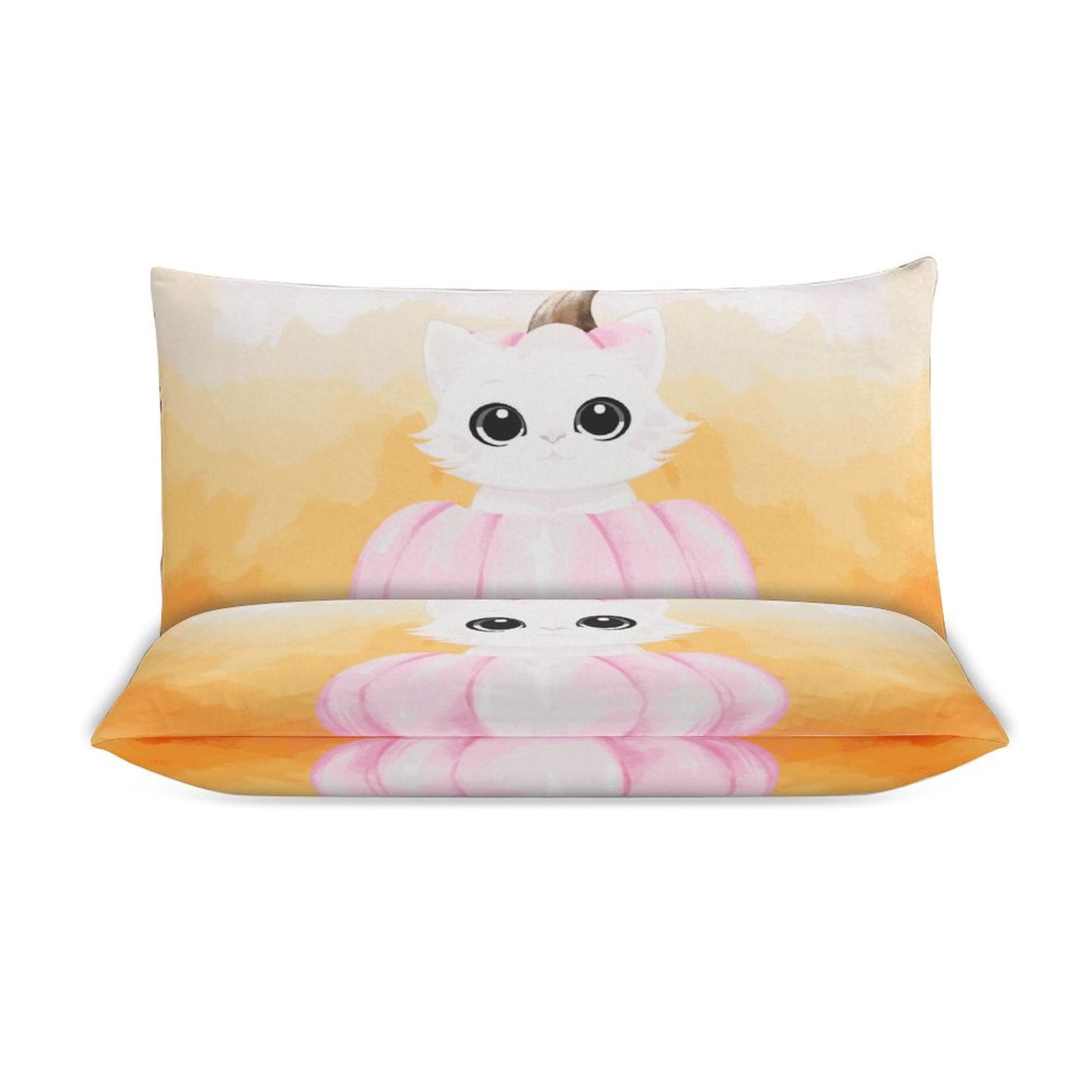 Pumpkitty 3-Piece Bedding Set-86"×70"/ 218×177cm