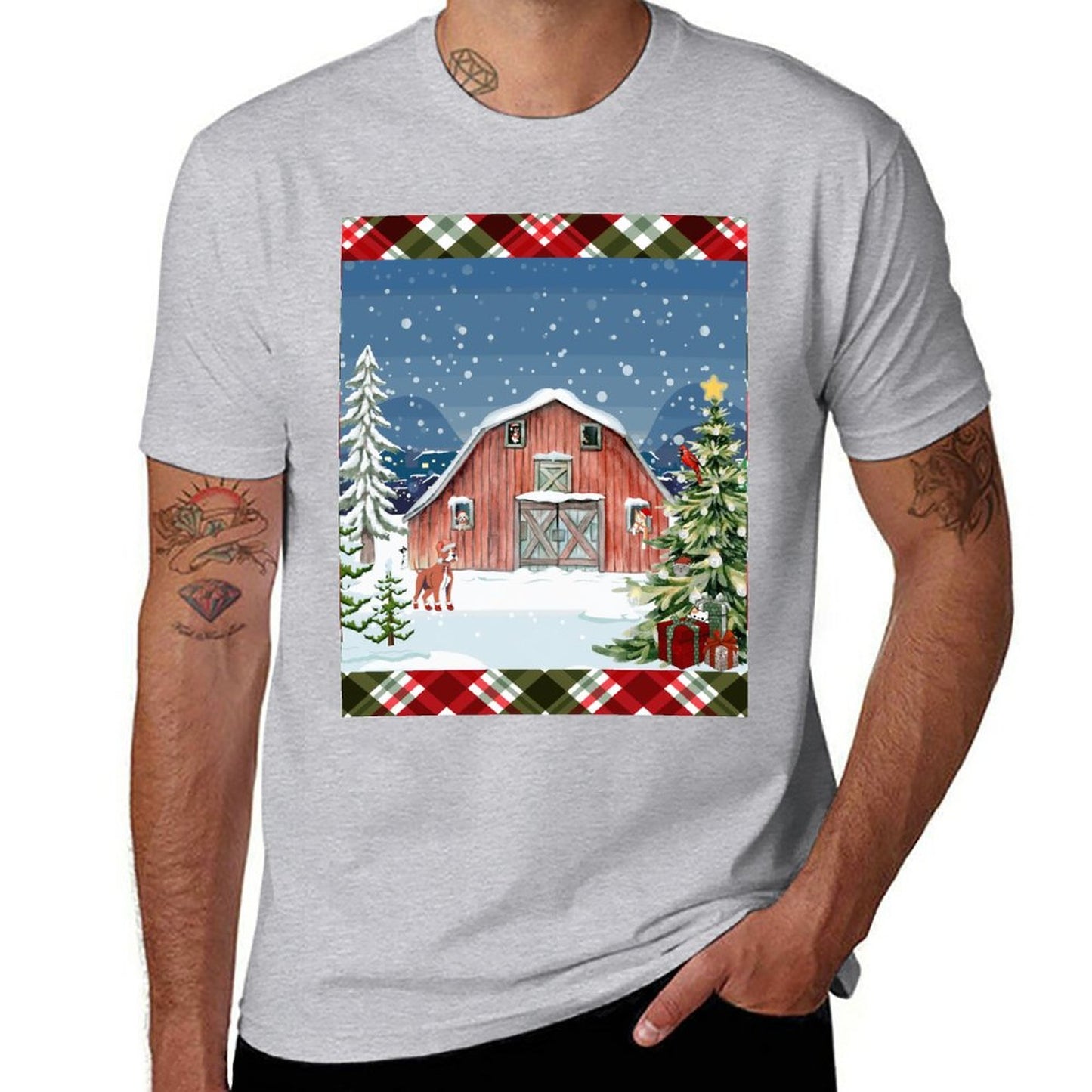 Christmas Barn Cotton T Shirt