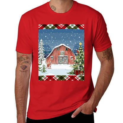 Christmas Barn Cotton T Shirt