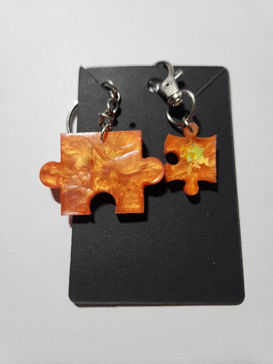 Puzzle Piece Key Chain with Matching Dog/Cat tag