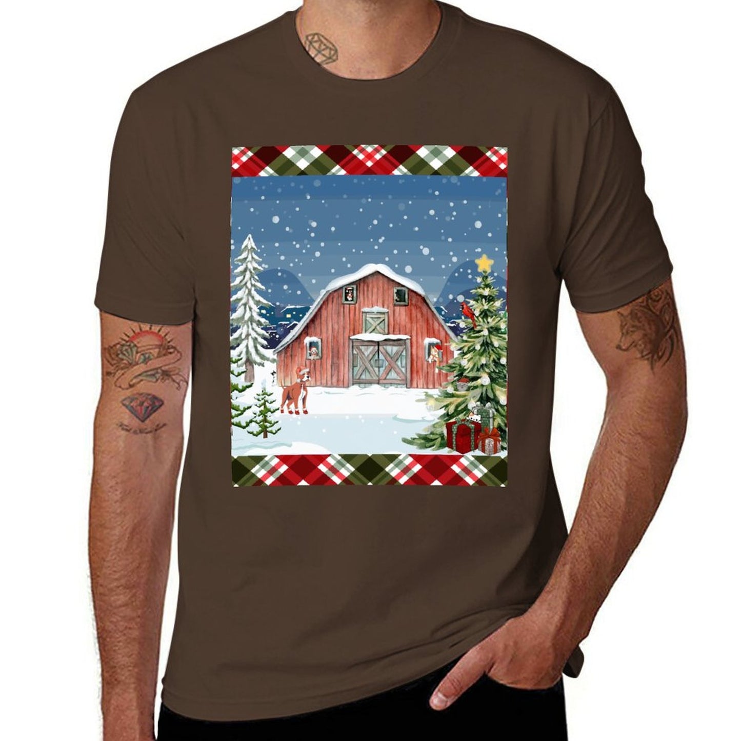 Christmas Barn Cotton T Shirt