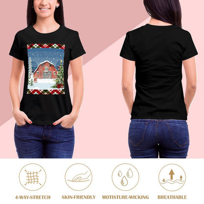 Women's Christmas Barn Cotton T Shirt