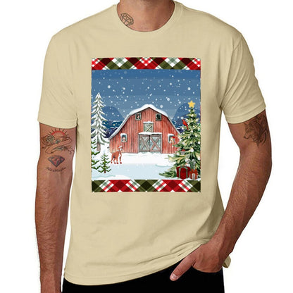 Christmas Barn Cotton T Shirt