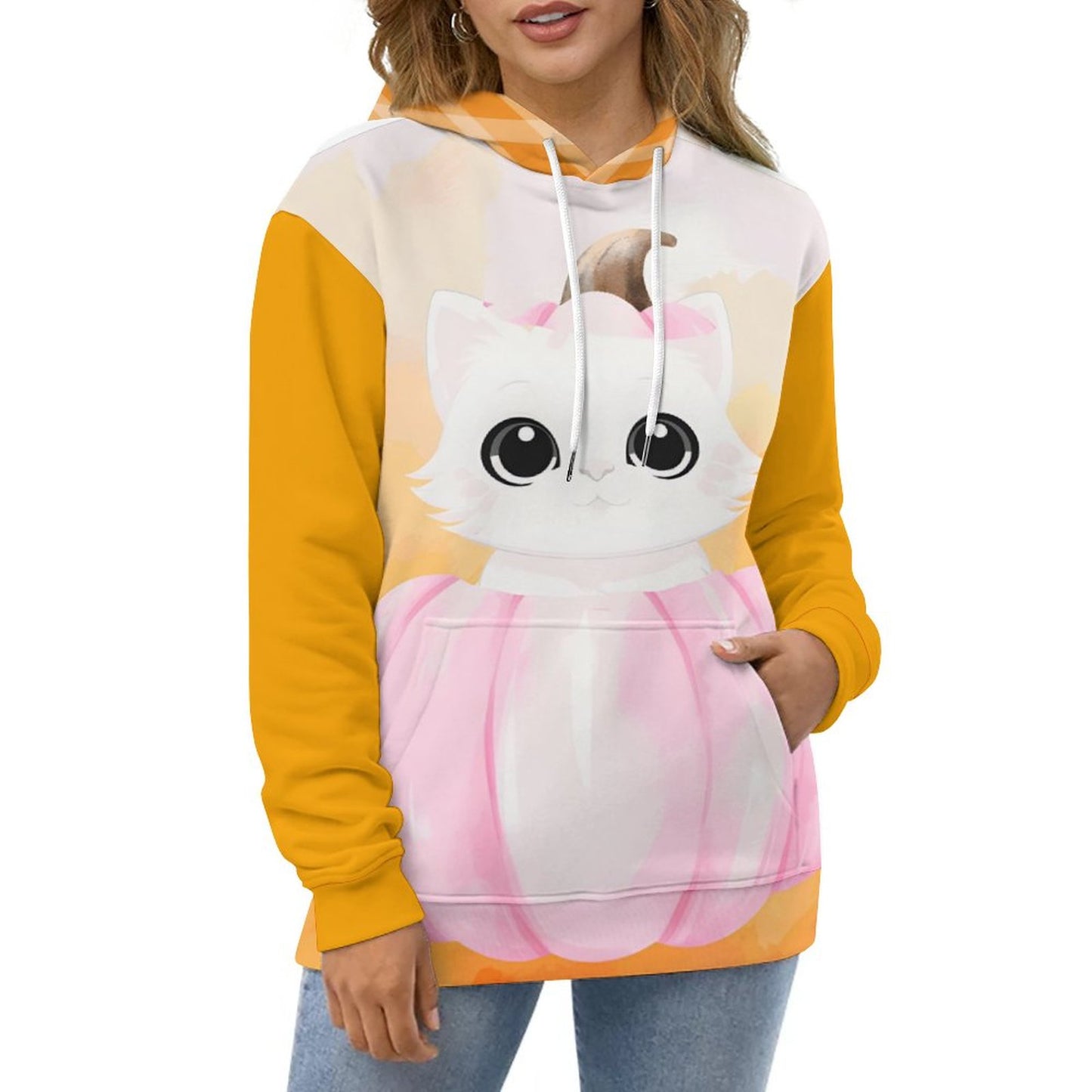 Pumpkitty Lady Hoodie with Double-layer Cap