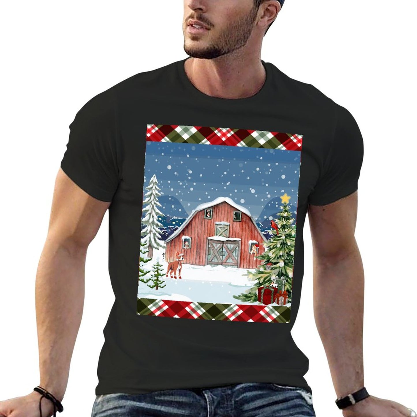 Christmas Barn Cotton T Shirt