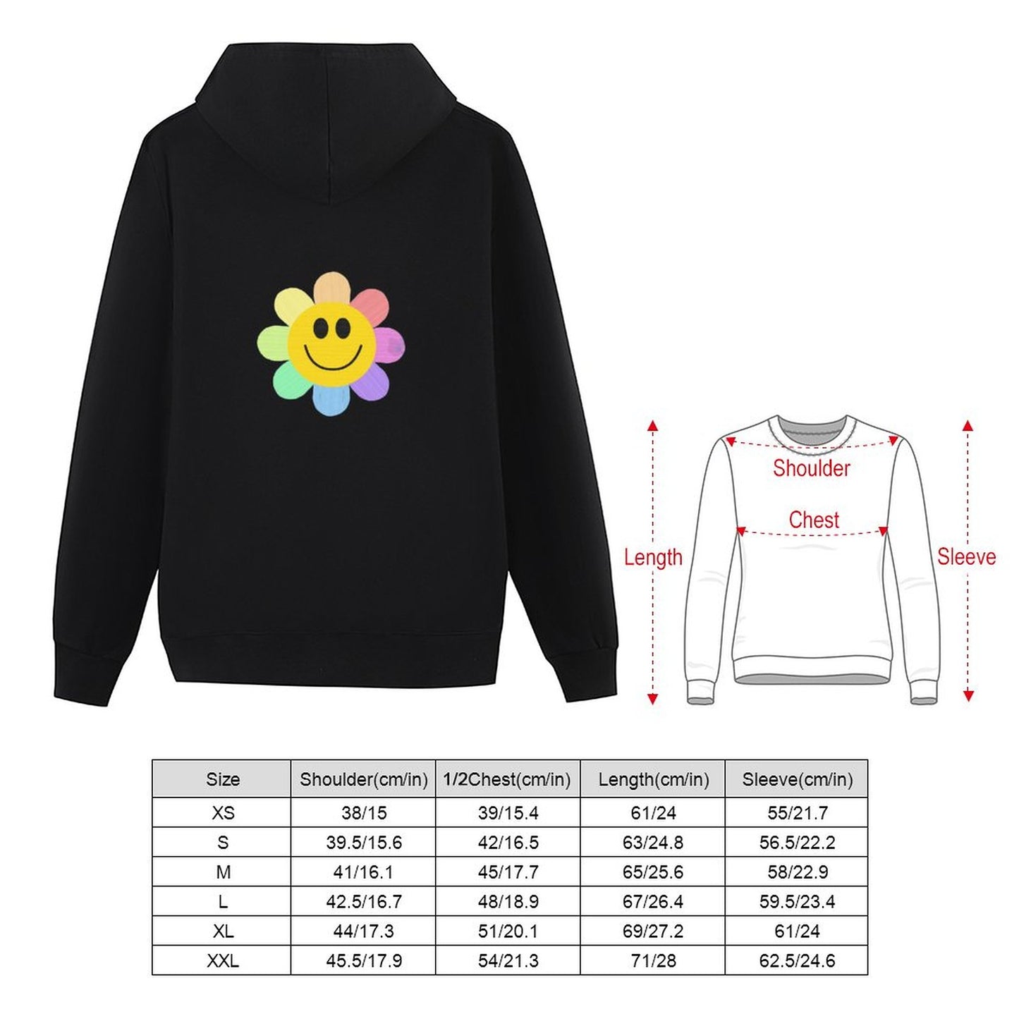 Flower Power Children's Back Printed Hoodie with Pocket