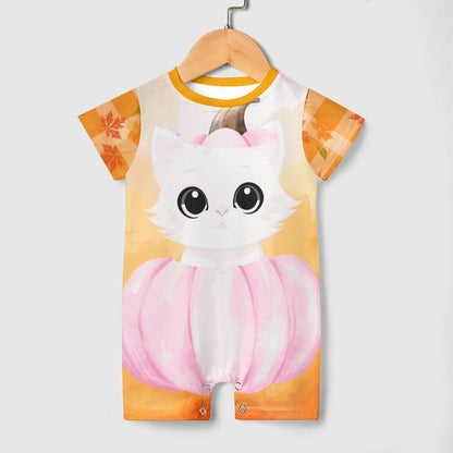 Pumpkitty Short Sleeve Baby Bodysuit Romper