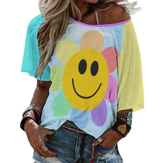 Flower Power Women’s Off the Shoulder Half-Sleeve T-shirt