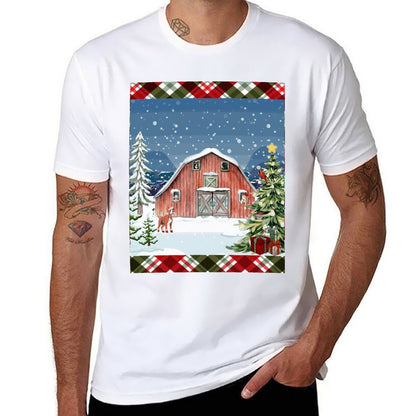 Christmas Barn Cotton T Shirt