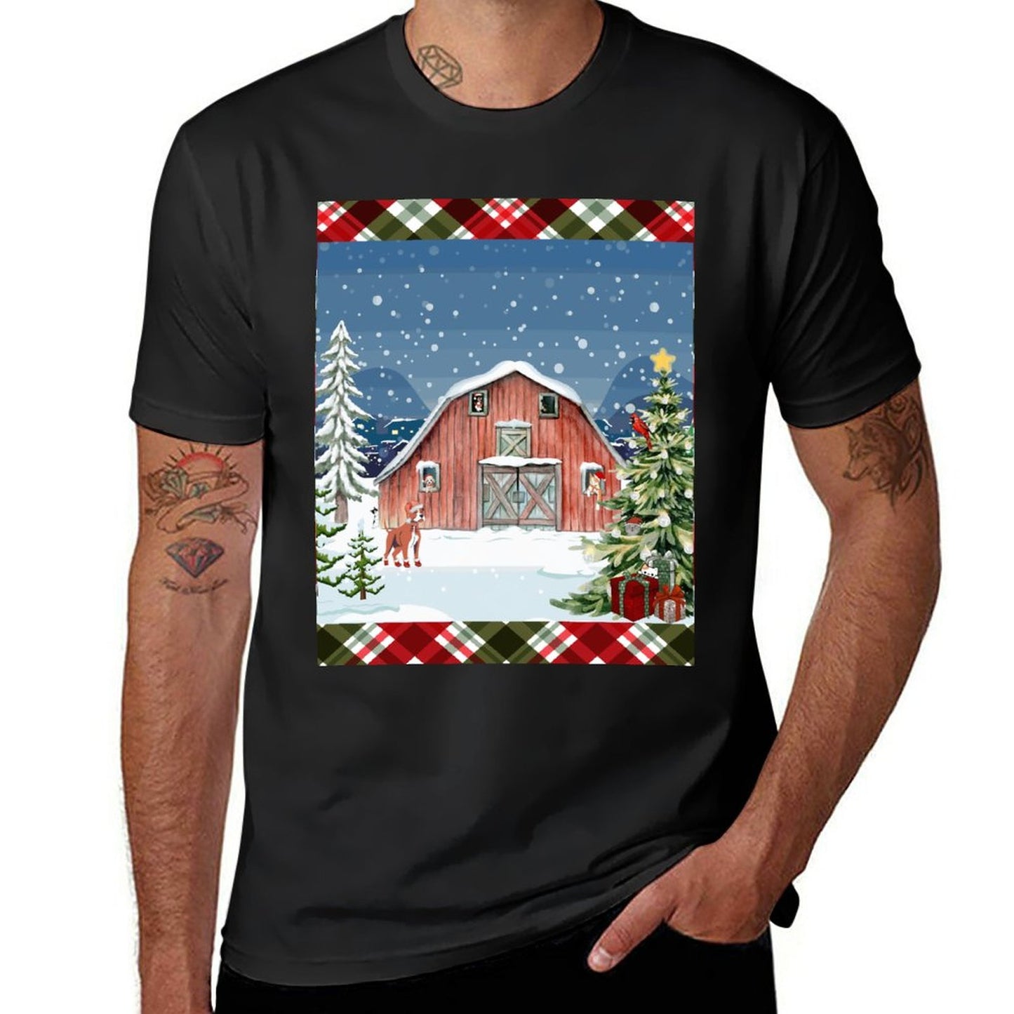 Christmas Barn Cotton T Shirt