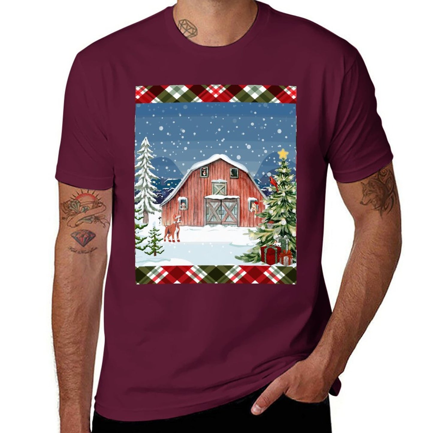 Christmas Barn Cotton T Shirt